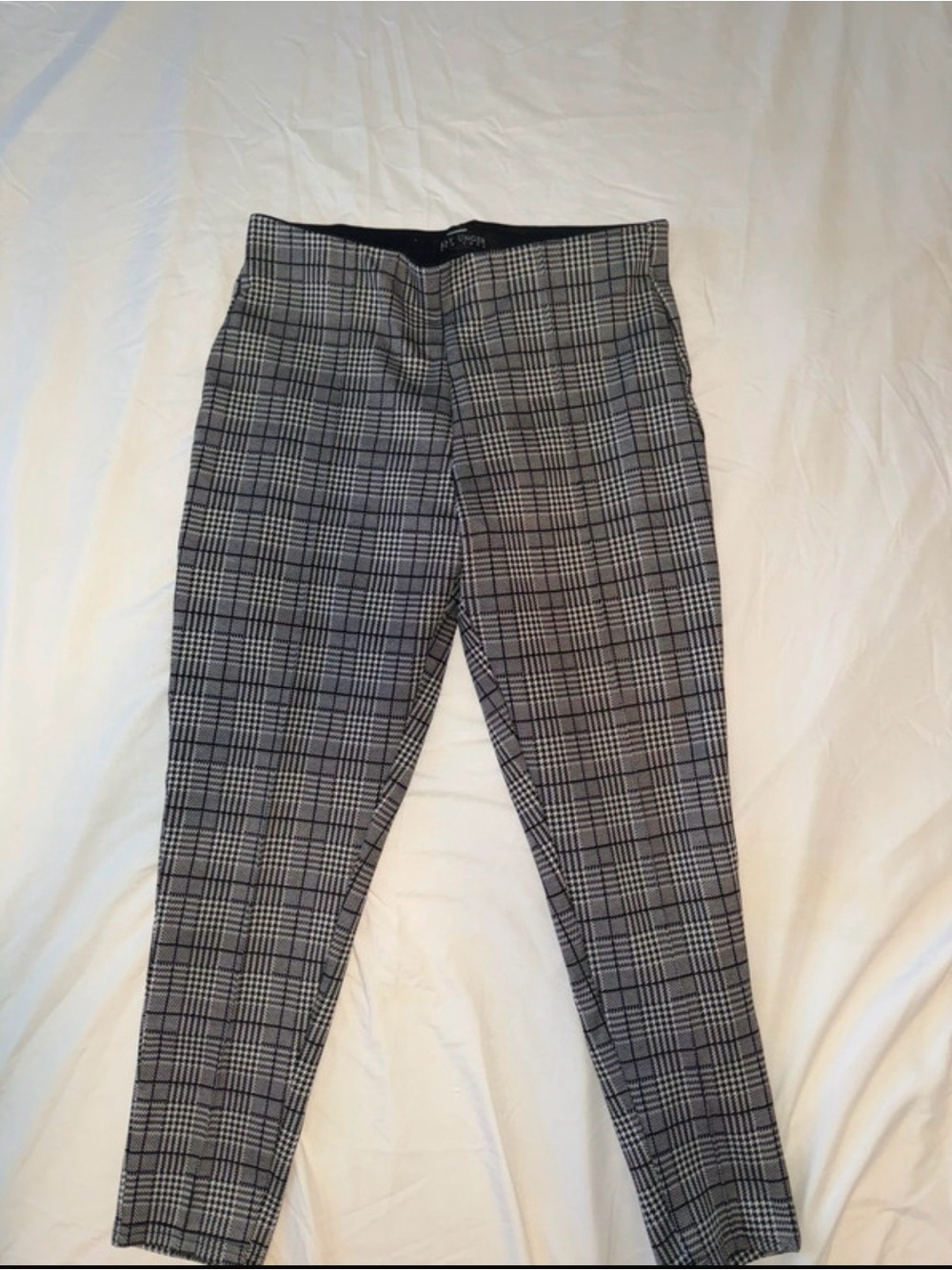 Gray Plaid Pull-On Skinny Pants Size 12-14
